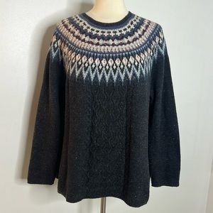 J Jill dark grey fair isle sweater, size large